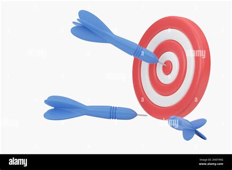 3d Rendering Blue Darts Hitting The Success Target Arrow Hit The