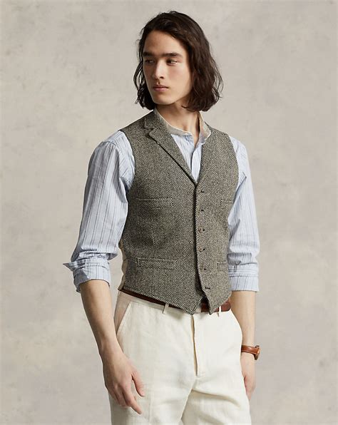 Wool Herringbone Tweed Waistcoat For Men Ralph Lauren® Uk