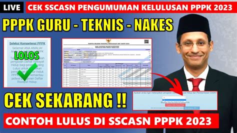 🔴live Cek Sscasn Pengumuman Kelulusan Pppk Guru Teknis Dan Nakes Contoh