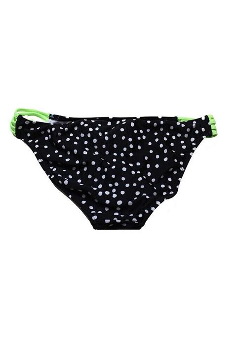 California Waves Black White Polka Dots Strappy Bikini Swim Bottom Us