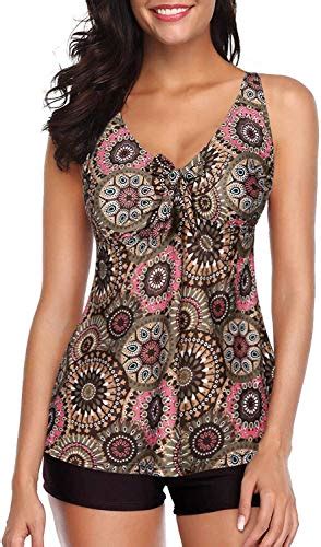 Durio Tankini Damen Bauchweg Badebekleidung Zweiteiliger Badeanzug Mit Hot Pants Geometrisches