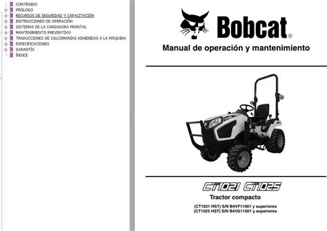 Bobcat Compact Tractor Ct1021hst Ct1025hst Operation And Maintenance Manual 7371511 Es Auto