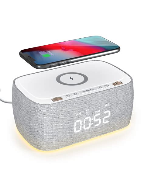 EZVALO Alarm Clock With Wireless Charging Multifunctional Digital Alarm