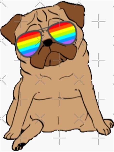 Pug Gay Pride Lgbt Rainbow Flag Sunglasses Lgbtq Sticker For Sale By Gurudesign Redbubble