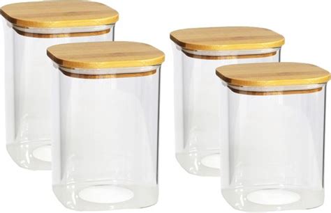 Gerim 4x Keuken Voorraadpotten Glas 2 Formaten 800 Ml 1100 Ml