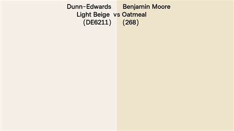 Dunn Edwards Light Beige DE6211 Vs Benjamin Moore Oatmeal 268 Side