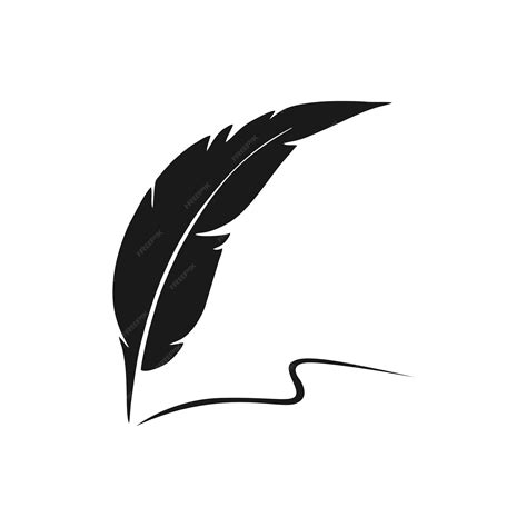 caneta de pena de pena vetor de design de logotipo de escrita  mao