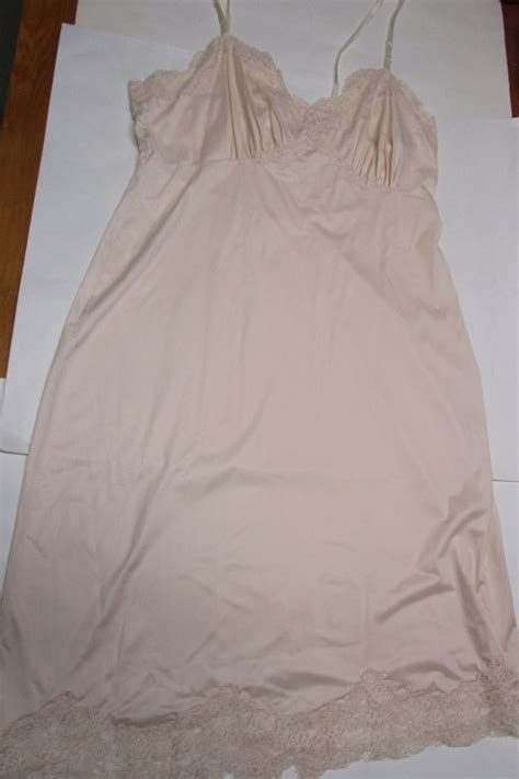 Vintage Nude Satin Slip Skirt Gem