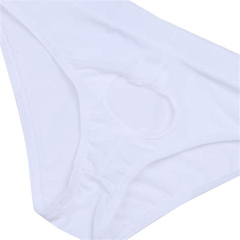 Mens Lingerie Ice Silk Bikini Briefs Open Penis Hole Underwear Underpants Thongs EBay