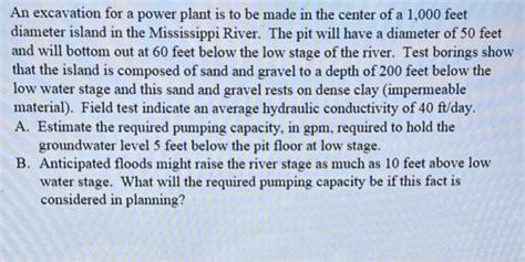 An Excavation For A Power Plant Is To Be Made In The Chegg