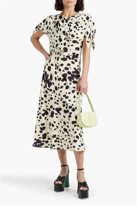 Marni Pussy Bow Printed Silk Crepe Midi Dress The Outnet