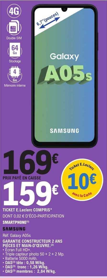 Promo Smartphone Samsung Galaxy A S Chez E Leclerc Icatalogue Fr