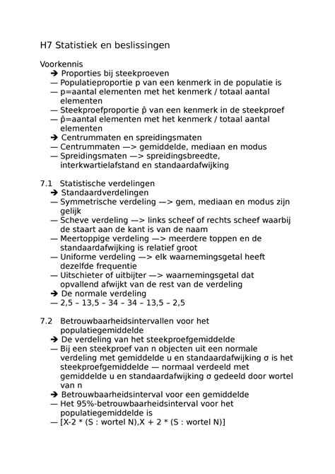 H Overzicht Theorie Getal En Ruimte H Statistiek En Beslissingen