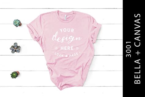 Pink Bella Canvas 3001 T Shirt Flat Lay Graphic By Lockandpage