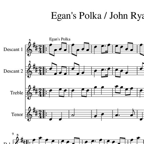 Egans Polka John Ryans Polka Recorder Group Sheet Music For Two