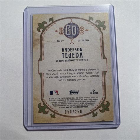 2022 Topps Gypsy Queen Indigo 127 Anderson Tejeda 250 For Sale