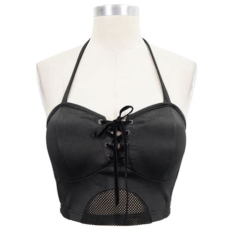Gothic Punk Bikini Top With Halter Neck BOUDOIR NOIR