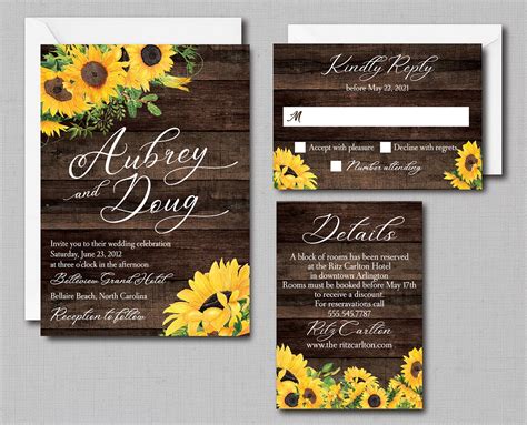 Rustic Sunflower Wedding Invitation - Affordable Wedding Invitations ...