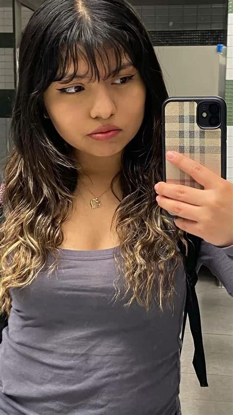 Round Face Latina Girl With Bangs Honey Blonde Ombr For Dark Brown Hair