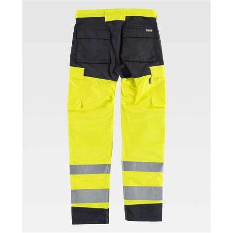 Pantalon Combinado Triple Costura Workteam Amarillo Negro