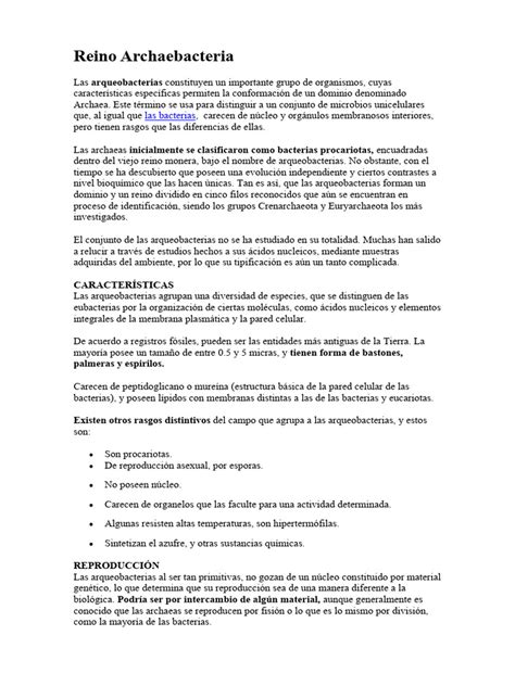 Reino Archaebacteria Pdf Archaea Las Bacterias