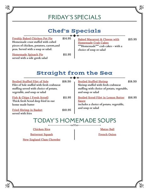 Daily Specials – Kenilworth Diner