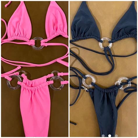 Bikini Bundle Black And Hot Pink Size XS Brand Depop
