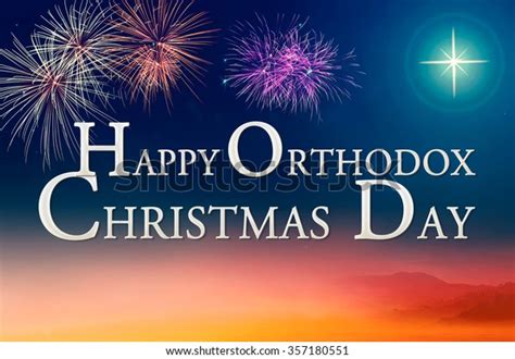 Text Happy Orthodox Christmas Day Over Stock Illustration 357180551