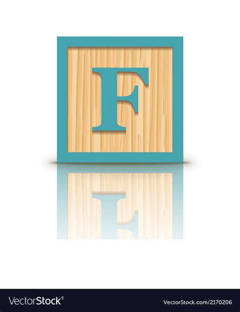 Letter F wooden alphabet block Royalty Free Vector Image