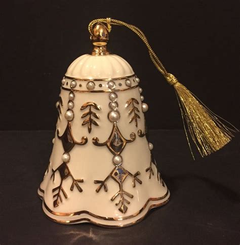 Lenox Christmas Ornament Florentine Pearl Bell Gold Porcelain Holiday