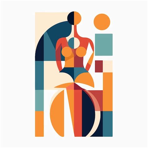 Une Illustration Colorée D une Femme En Bikini Est Assise En Cercle Vecteur Premium