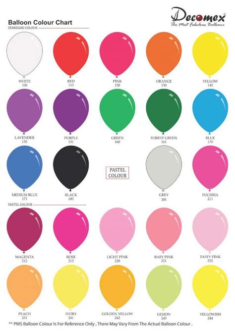 Colour Chart Latex Balloon Factory L Balloon Manufacturer L Decomex