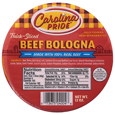 Carolina Pride Bologna Beef Thick Sliced Oz Bologna Carlie C S