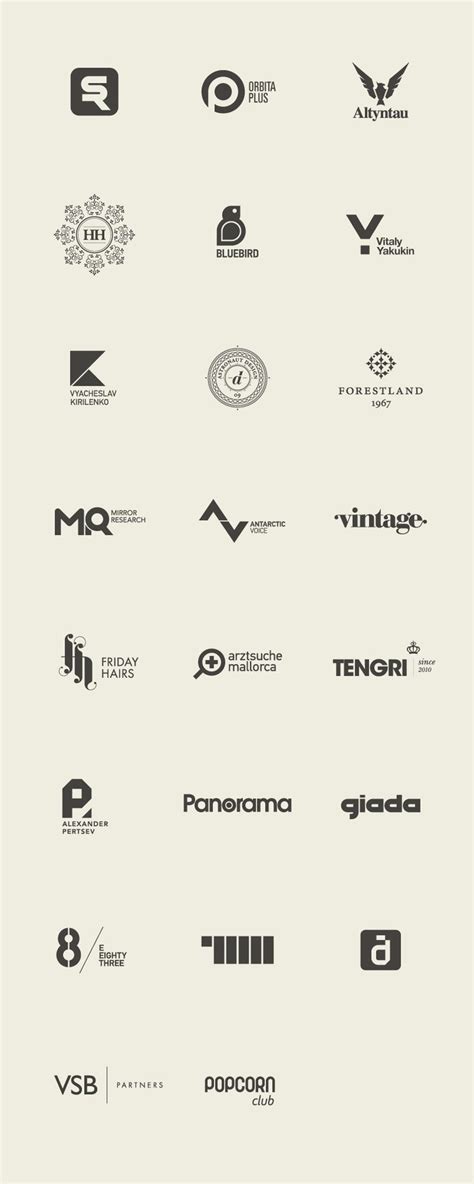 Many Different Logos Are Shown In Black And White Colors Including One