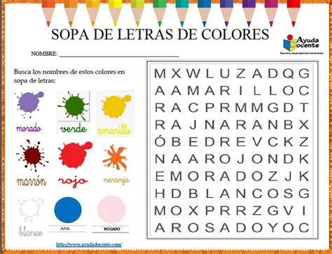 Sopa De Letras De Los Colores Pdf Ayuda Docente Word Search Puzzle