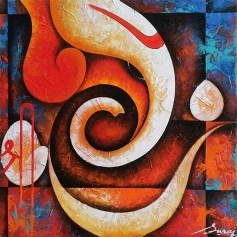 Abstract Ganesha Paintings On Canvas - Painting Photos