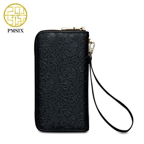 Pmsix Pr Ge Blume Design Pu Leder Frau Brieftaschen Neue Lange Mode