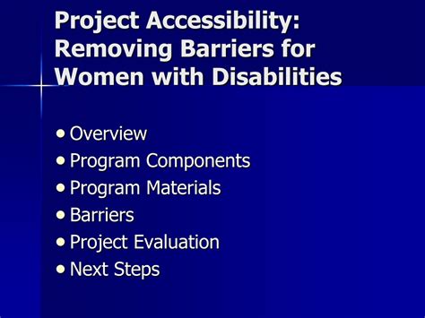 Ppt “project Accessibility Removing Barriers For Women With