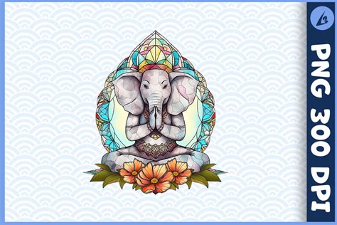 Floral Elephant Yoga Pose Stained Glass Graphic By Liltwas · Creative