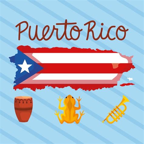 Premium Vector Flag Puerto Rico And Icons