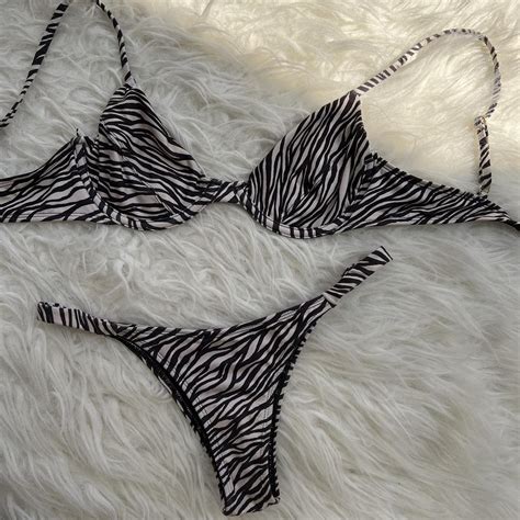 Bikini Set Zebra Print Fabulous Double Layer Depop