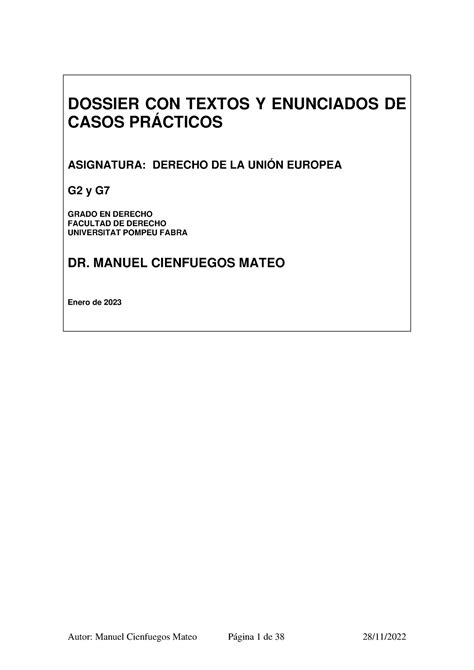 Dossier Con Textos Y Enunciados De Casos Pr Cticos Para Due Upf