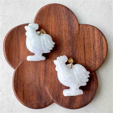 Jadeite Jade Purple Lavender Rooster Chicken with 18K Solid Gold Bail