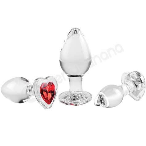 Buy Adam Eve Red Heart Gem Glass Anal Plug 3 Piece Set Online