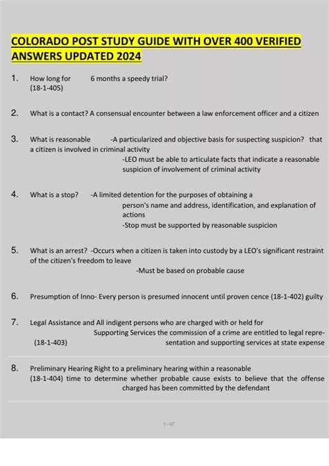 COLORADO POST TEST EXAM 2024 WITH OVER 500 REAL QUESTIONS AND VERIFIED