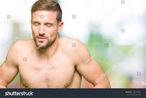 Handsome Shirtless Man Showing Nude Chest Stock Photo 1389329342 Shutterstock