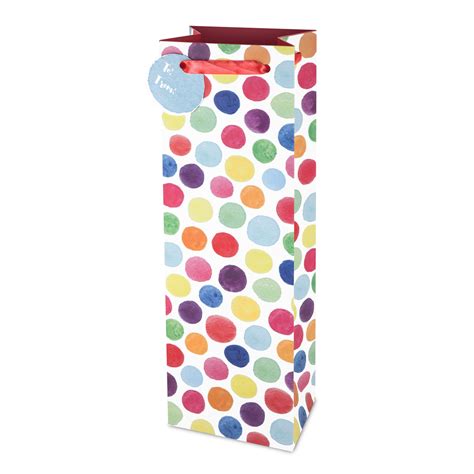 watercolor dot single bottle wine bag true brands