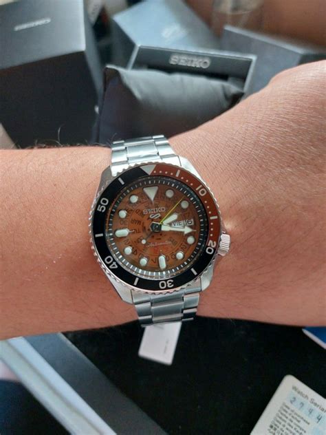 Seiko SKX Sonar Skeleton Style Dial Automatic SRPJ47K1 Burn Orange Dial