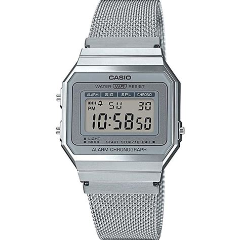 Casio Vintage Iconic Digital Watch A700WEM 7AEF 37mm Silver