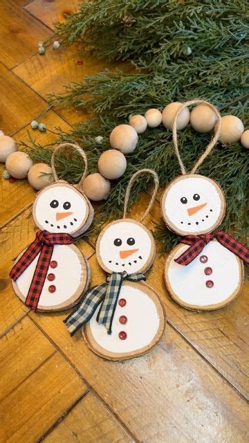Factory Direct Craft on Instagram: "Rustic Wood Slice Snowman Ornaments ...
